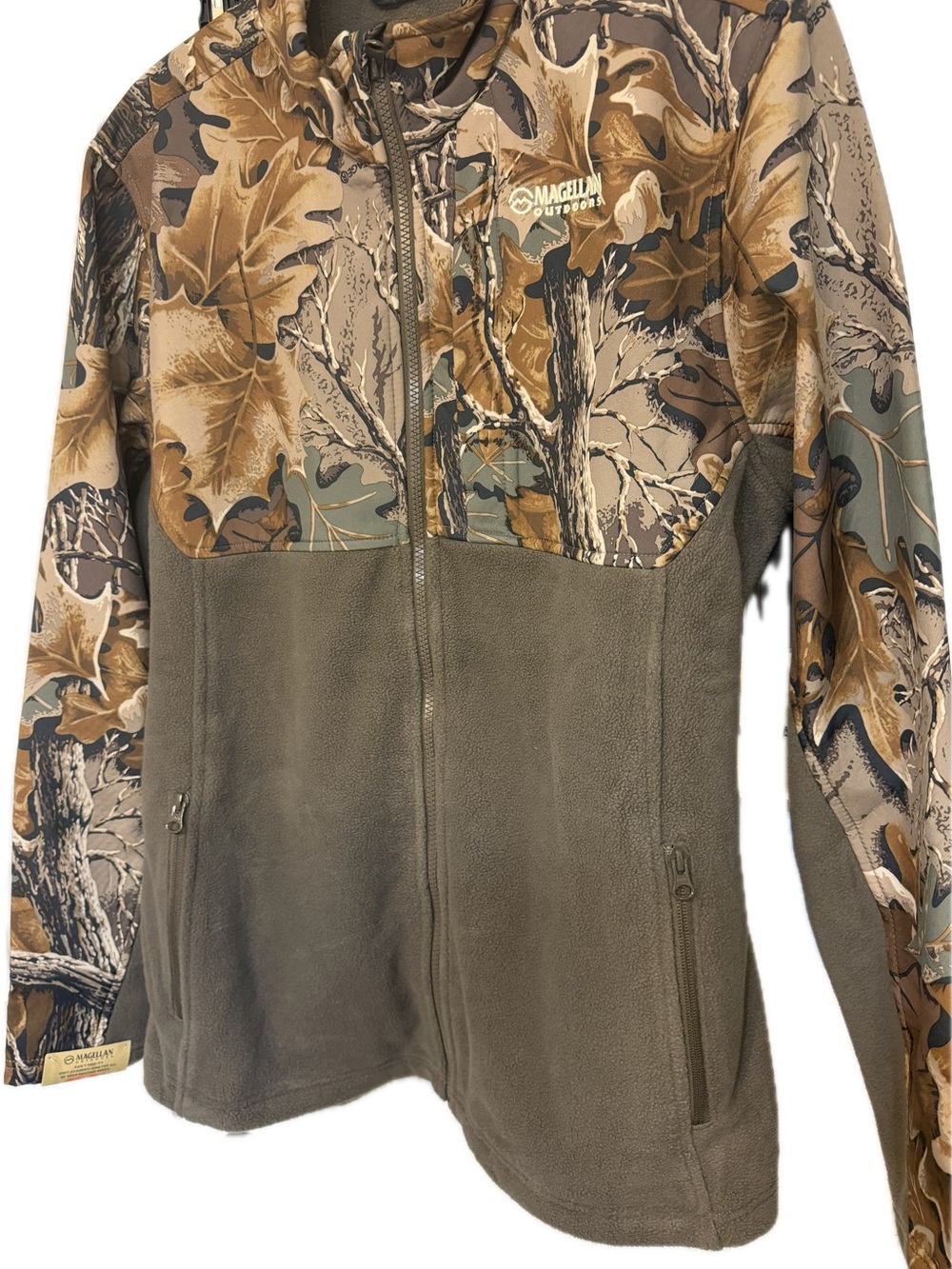 Magellan Outdoors Men's Brown & Camo Lightweight Fleece Jacket M